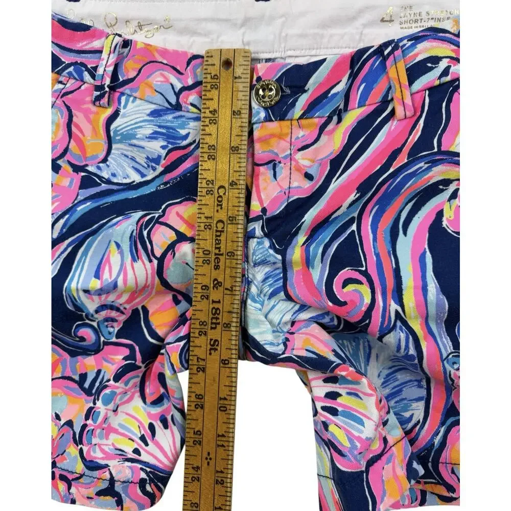 Lilly Pulitzer Shorts Nauti Navy Boho Bateau Womens 4 Cotton Stretch 7